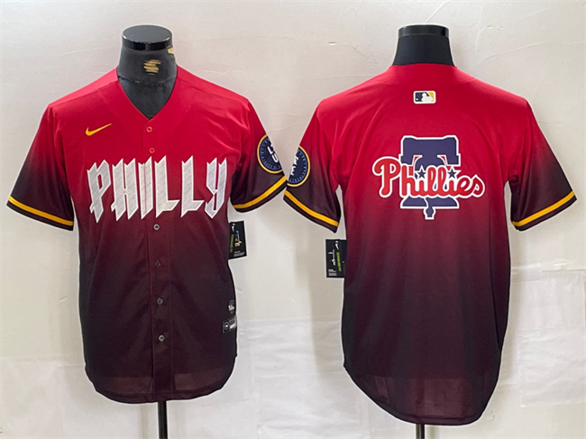 Men's Philadelphia Phillies Red Team Big Logo 2024 City Connect Limited Stitched Baseball Jersey